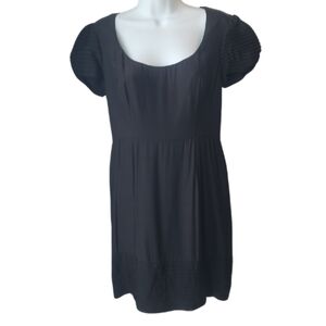 Elegant Black 100% silk Midi Dress